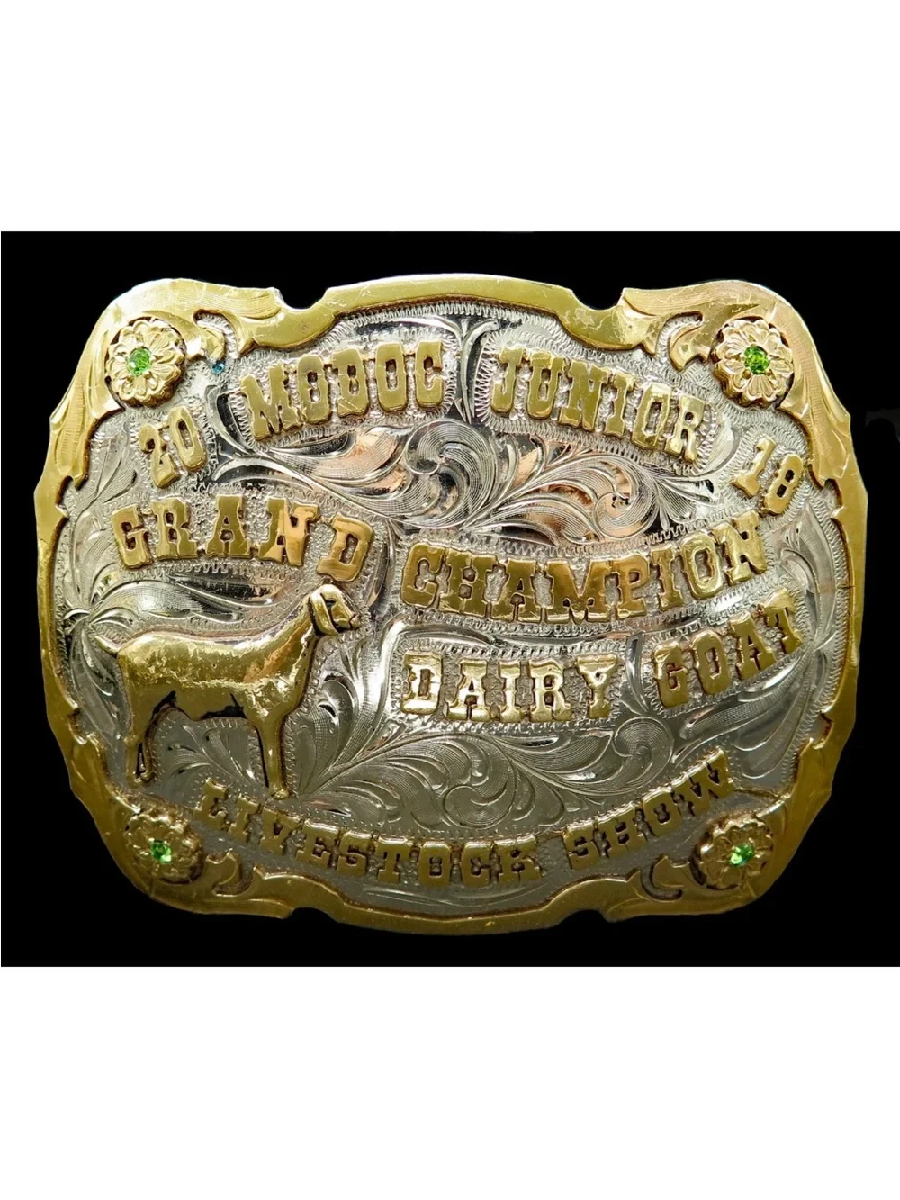Gold and Silver Grand Champion Dairy Goat Award Belt Buckle Mollys Silver